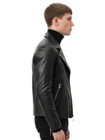 Black Leather Jacket with Zipper