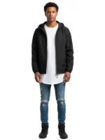 Black hooded jacket for men