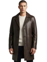 Long leather trench coat