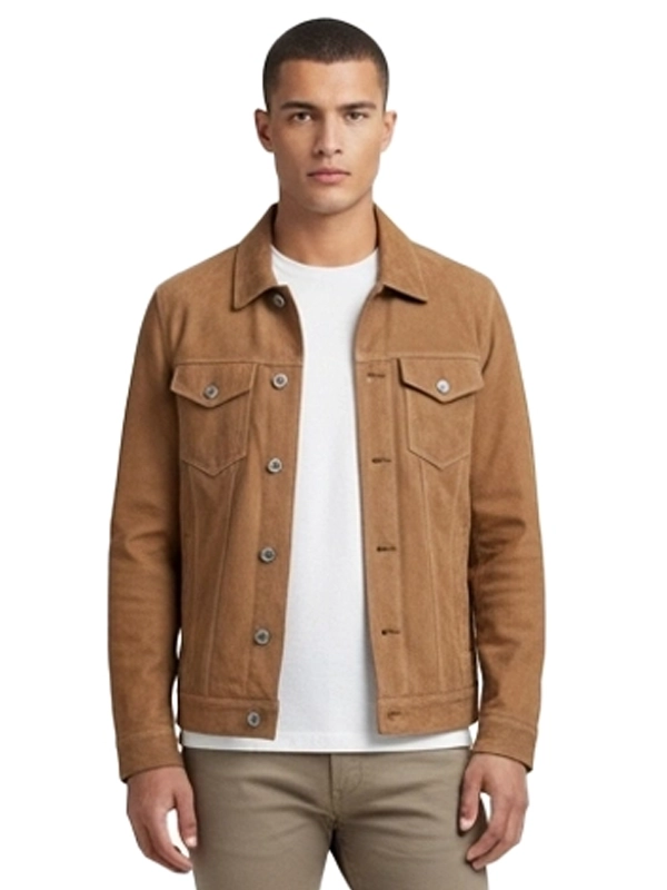 Maverick Brown Suede Leather Jacket for Men