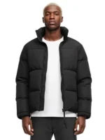 Puffer jacket with stand-up collar