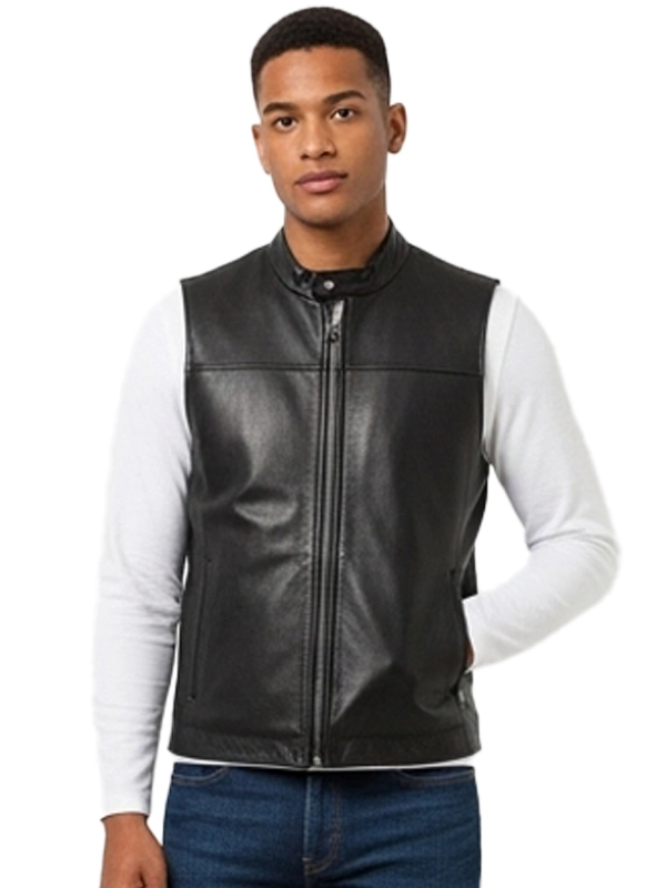 Urban Edge Rider Black Leather Vest