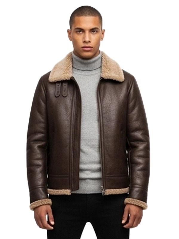 Winterhaven Brown Faux Fur Lined Aviator Jacket