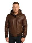 Bouncer Biz Brown Leather Bomber Jacket