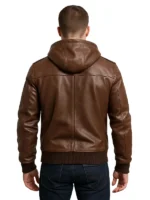 Distressed brown bomber outerwear
