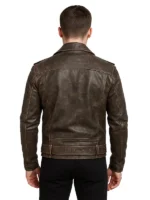 Distressed leather motorcycle jacket