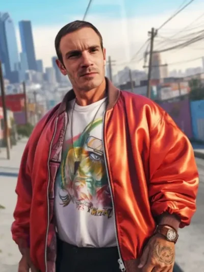 Felix GTA 6 Orange Bomber Jacket