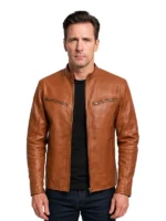 Ionic Brown Leather Biker Jacket