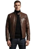 Legacy Brown Leather Commander Jacket