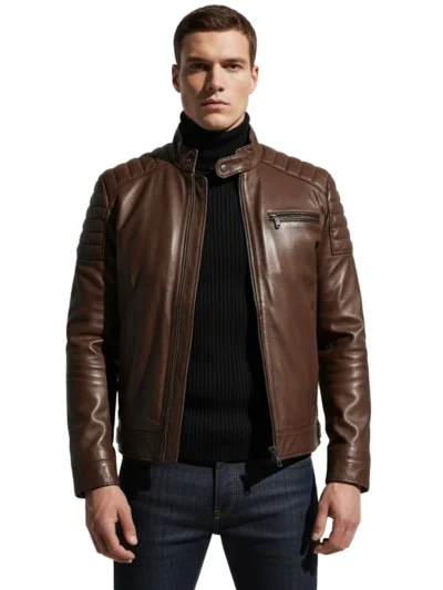 Legacy Brown Leather Commander Jacket