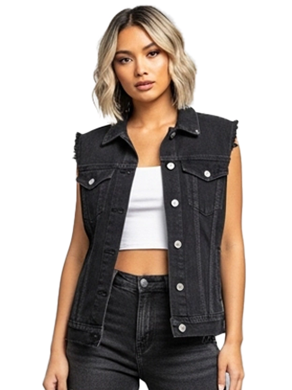 Midnight Rebel Black Denim Vest