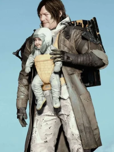Norman Reedus Death Stranding 2 Brown Leather Coat