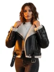 Noir Aurelia Shearling Jacket – Black Sheepskin Leather with Faux Fur Lining