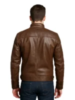 Slim fit brown moto jacket