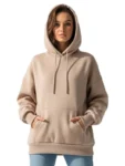 Urban Bliss Oversized Fleece Hoodie – Cozy Beige Pullover for Effortless Style