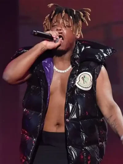 Juice WRLD Puffer Black Vest with Studs