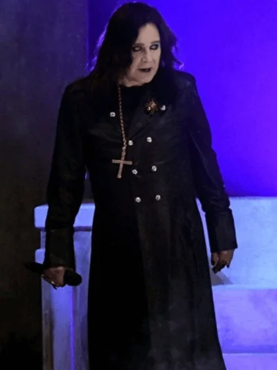 Ozzy Osbourne Black Leather Trench Coat