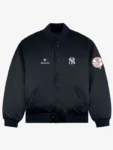 Aimé Leon Dore x New York Yankees Navy Satin Varsity Jacket