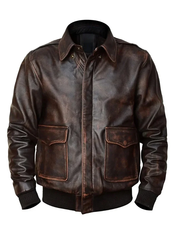 Aviator Bomber Leather Jacket for Men