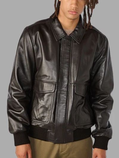 Chris Leather Bomber Jacket