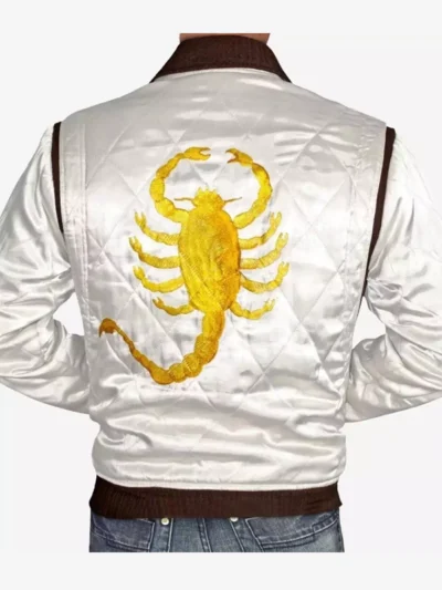 Men’s White Satin Bomber Jacket