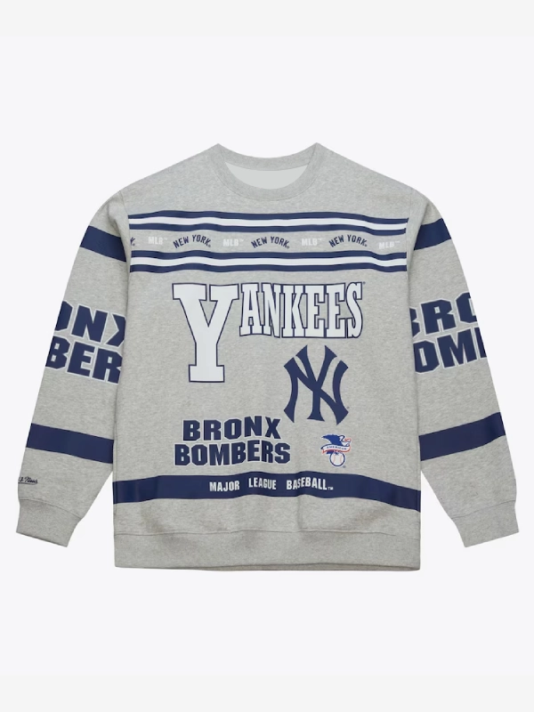 New York Yankees Vintage Grey Fleece Crewneck Sweatshirt