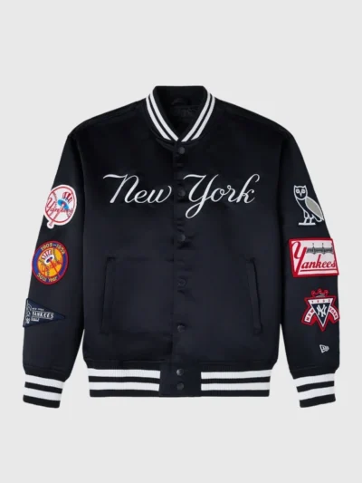 OVO x New Era Yankees Varsity Jacket Black