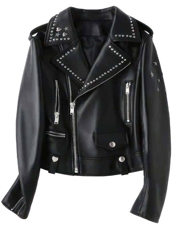 Women’s Black Sheepskin Biker Leather Jacket