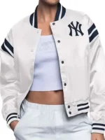 new york yankees white satin starter jacket